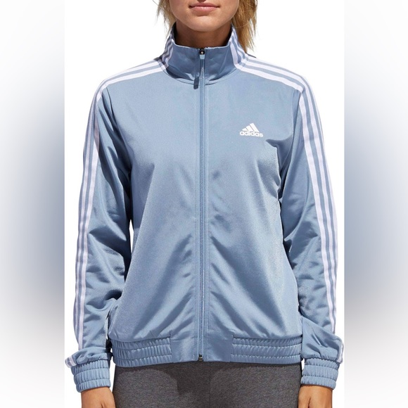 adidas Jackets & Blazers - Adidas Woman’s Blue White 3 Stripe Tricot Tennis Jacket (Tech Ink)